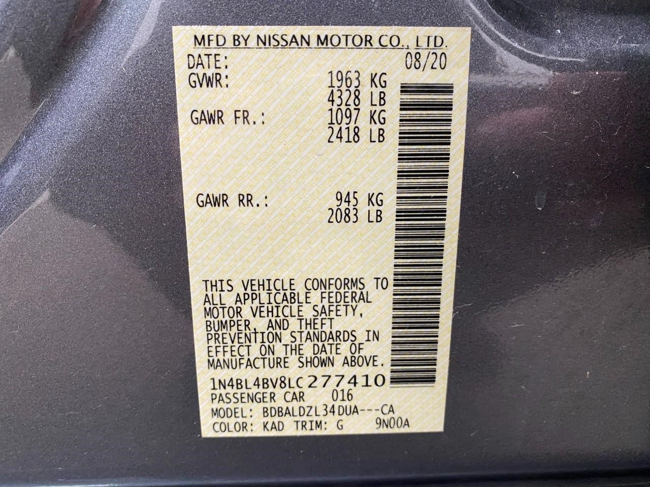 2020 Nissan Altima 2.5 S Sedan