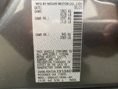 2025 Nissan Altima SV FWD