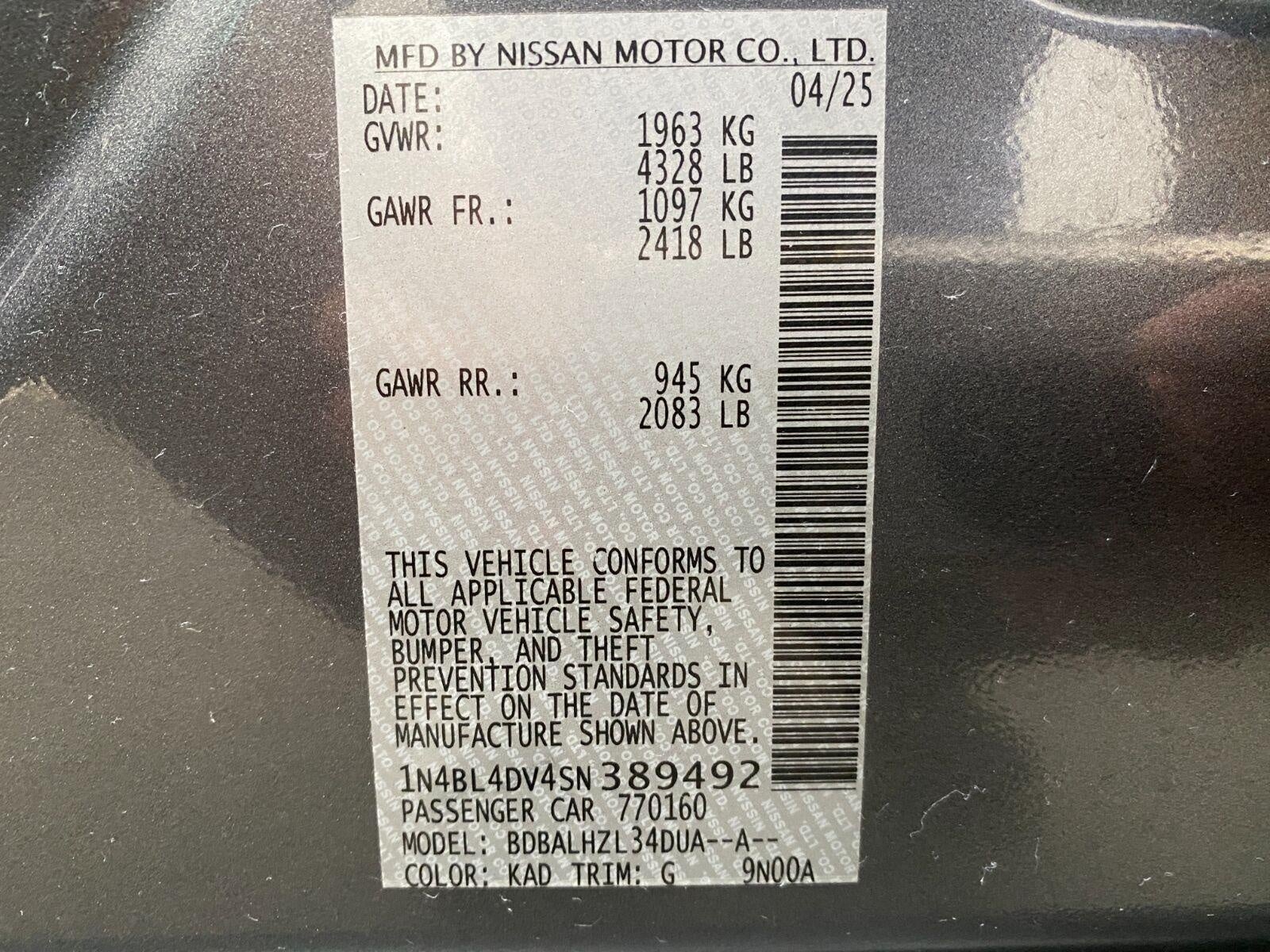 2025 Nissan Altima SV FWD
