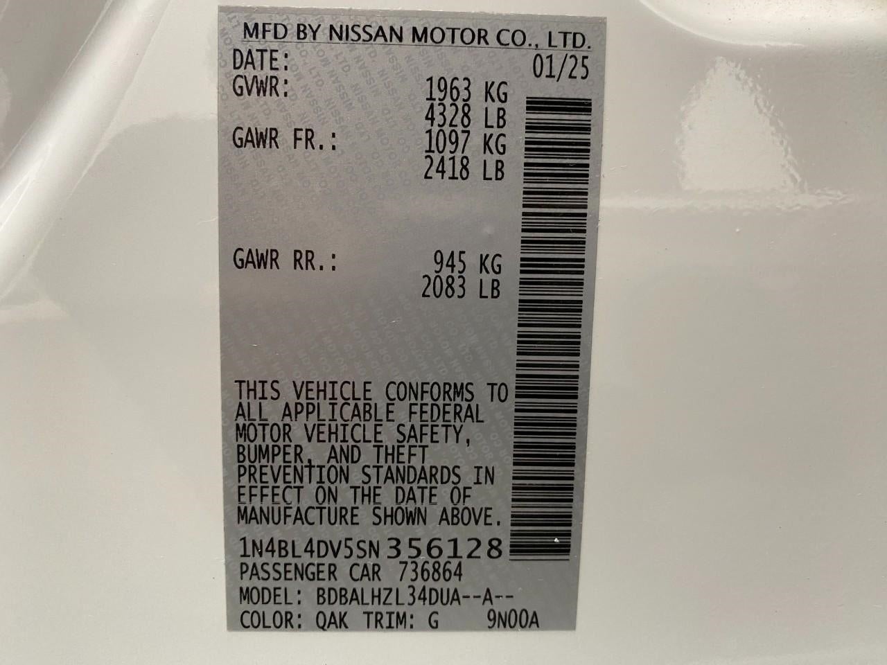 2025 Nissan Altima SV FWD
