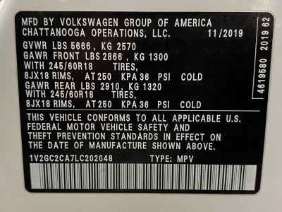 2020 Volkswagen Atlas Cross Sport 2.0T S 4MOTION