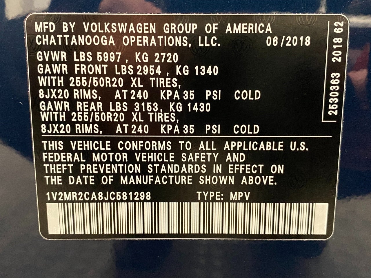2018 Volkswagen Atlas 3.6L V6 SEL 4MOTION