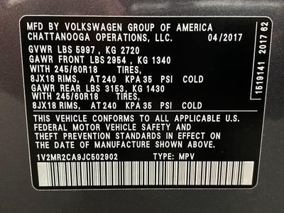 2018 Volkswagen Atlas 3.6L V6 SEL 4MOTION