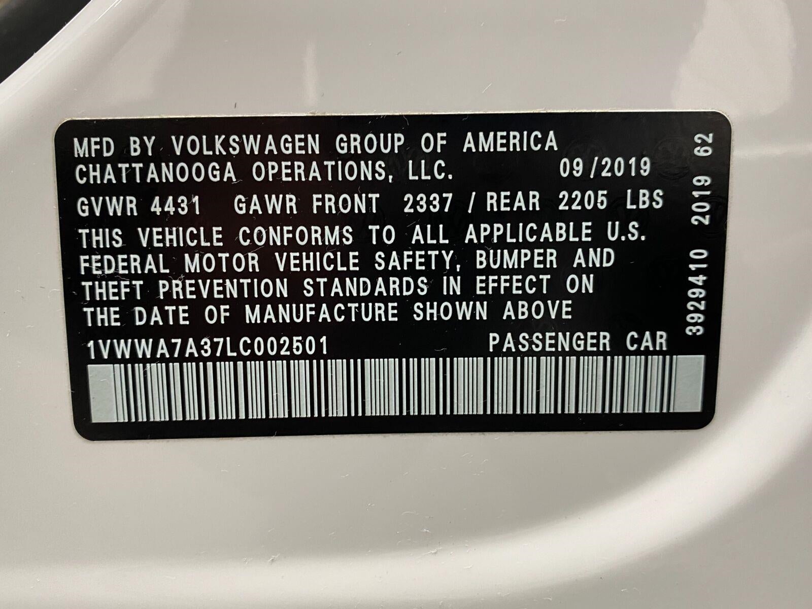 2020 Volkswagen Passat 2.0T SE Auto