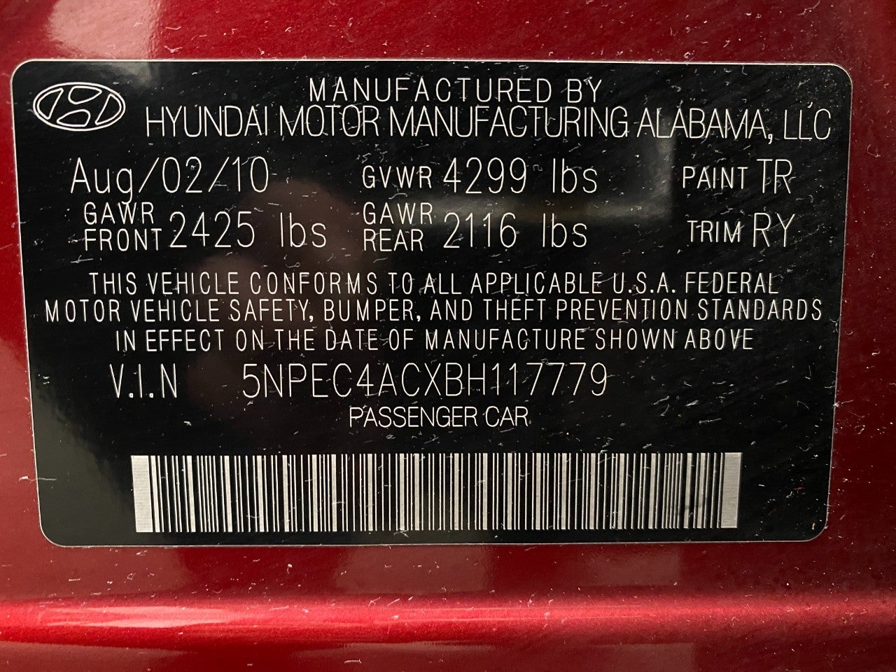 2011 Hyundai Sonata 4dr Sdn 2.4L Auto SE